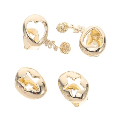 SHOWERORO 4 Stück Teiliges Hip-hop Mundgrill aus Kupfer Leichte Punk Style Zahnschmuck mit Goldfarbenen Rosen Stern-motiven Komfortabel Langlebig für Halloween und Rapper Kostüme von SHOWERORO