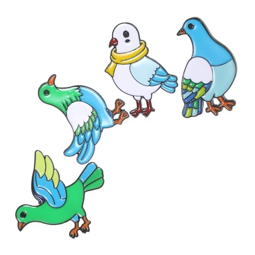 SHOWERORO 4 Stück Teiliges Metall Friedens Tauben Anstecknadeln Grün Vogel Langlebiges Legierungs Schmuck Accessoire für Kleidung Rucksäcke Hüte Alltag und Festtagsmode von SHOWERORO