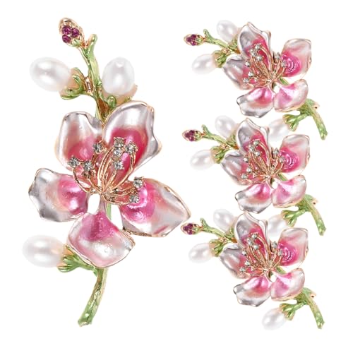 SHOWERORO 4 Stück Teiliges Perlen Blumenbroschen aus Legierung mit Strassbesetztem Design Rutschfest und Elegant Anstecknadeln für Formelle Anlässe und Vielseitige Outfit Dekoration von SHOWERORO