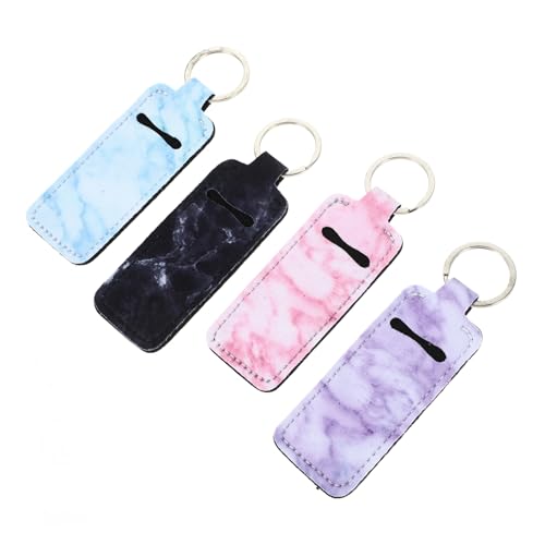 SHOWERORO 4Stücke Lippenstift Halter Schlüsselanhänger Tragbare Lippenbalsam Tasche Schlüsselring Lippenstift Hülle Lip Gloss Holder Keychain für Reise und Alltag von SHOWERORO