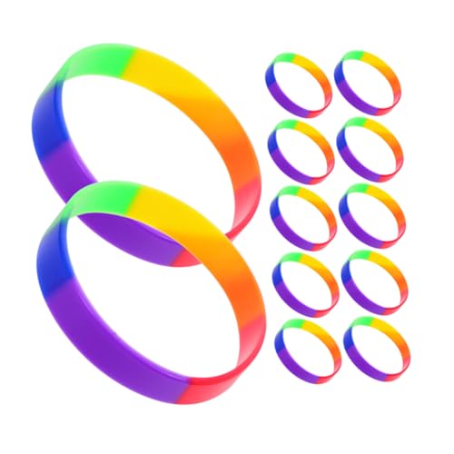 SHOWERORO 42 Stück Teiliges Rainbow Silikon Sportarmbänder Elastische Pride Wristbands in Leuchtenden Farben Weiche Langlebige Gummibänder für Lgbt Pride Month Festivals und Partys von SHOWERORO