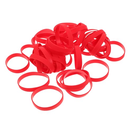 SHOWERORO 48 Stück Teiliges Rotes Silikon Armband Elastische Wasserfeste Wristbands für Männer Frauen und Komfortabel Vielseitig für Sport Teams Partys und Tägliches Tragen von SHOWERORO