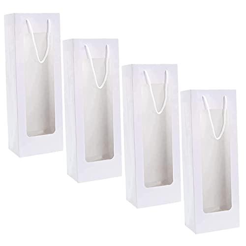 SHOWERORO 4stücke Kraftpapier Weintragetaschen Mit Fenster Geschenkverpackung Für Rotweinflaschen Für Hochzeiten Partys Und Feiertage von SHOWERORO