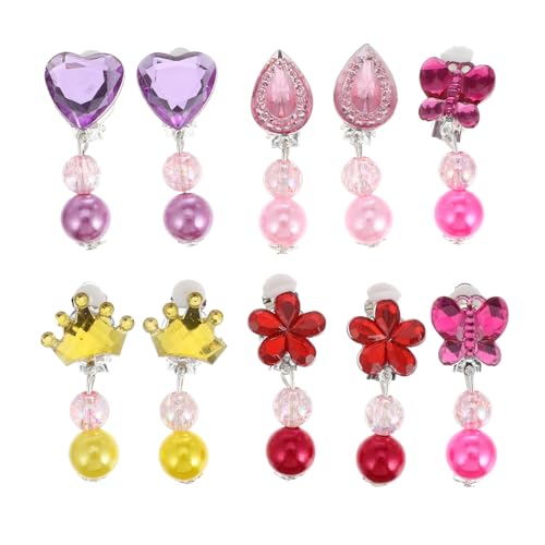 SHOWERORO 5 Paare Clip Ohrringe für Mädchen Bunte Ohrclips mit Quasten Süßes Schmuckset für Verschiedene Outfits Hypoallergen und Langlebig von SHOWERORO