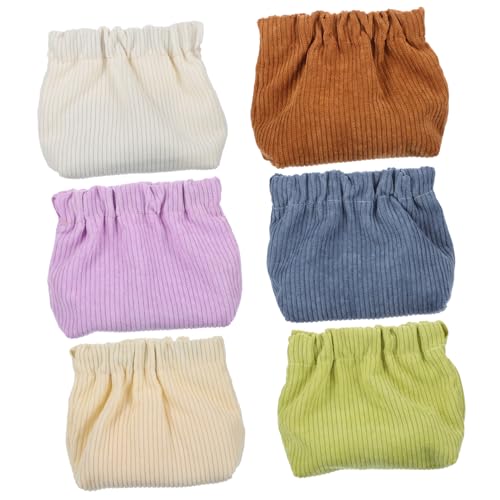 SHOWERORO 6 Stück Teiliges Corduroy Kosmetiktaschen Weiche Samtbeutel mit Elastischem Verschluss Kleine Make Up und Lippenstifttaschen Modische Schmuckbeutel für Damen Vielseitig und von SHOWERORO