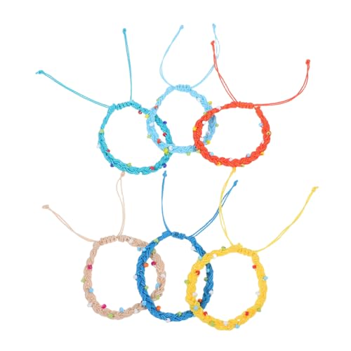 SHOWERORO 6 Stück Teiliges Handgefertigtes Armband Gewachstem mit Vintage Perlen Verstellbare Geflochtene Freundschaftsarmbänder für Sommer und Strand Outfits und Leicht von SHOWERORO