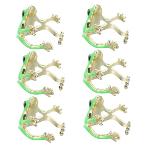SHOWERORO 6 Stück Verstellbarer Froschring Grün Lustiger Offener Tier Schmuck Leicht und Komfortabel Einstellbar für Damen Einzigartiger Punk Schmuck für Alltag und Events von SHOWERORO