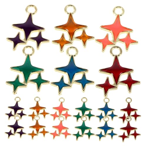 SHOWERORO 60 Stück Teiliges Stern Charms Legierung Transparente Öltropfen Veredelung Mini Anhänger für Diy Ohrringe Armbänder Halsketten und Haarschmuck für Frauen Vielseitig Einsetzbar von SHOWERORO