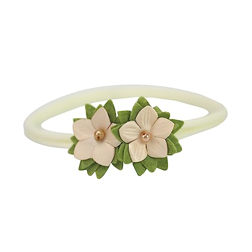 SHOWERORO 6stücke Teiliges Set Mädchen Haarband Mit Satin Chiffon Blumen Elastische Nylon Kopfbedeckung Für Neugeborene Für Babypartys Und Besondere Anlässe Beige Und Khaki von SHOWERORO