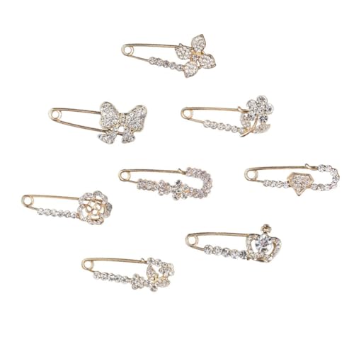 SHOWERORO 8 Stück Teiliges Dekorative Sicherheitsnadeln Broschen mit Strass Modische Anstecknadeln für Pullover Schals und Kleidung Langlebig Sicher und Vielseitig für Damen Alltag und von SHOWERORO