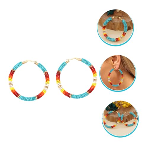 SHOWERORO Boho Beaded Hoops Ohrringe Damen Ethnisch Handmade Leicht Große Kreis Ohrschmuck Komfortabel Stylisch von SHOWERORO