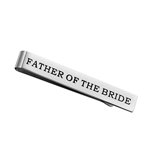 SHOWERORO Doppelseitige Gravierte Krawattenklammer Vater der Braut Hochzeitsgeschenk für Bräutigam und Brautvater Edle Metallklemme mit Father Of The Bride Loved You First von SHOWERORO