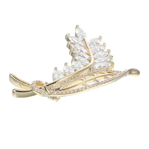 SHOWERORO Ear Brooch Damen Anstecknadel mit Funkelnden Zirkonia Filigranes Blattdesign Leichte Metallbrosche für Blusen Hemden und Festliche Anlässe Elegantes Schmuckaccessoire von SHOWERORO