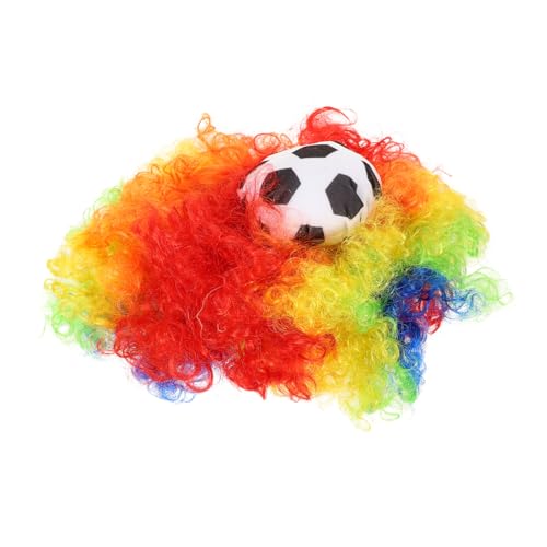 SHOWERORO Afro Haarperücke Lockig Für Cosplay Party Fußball-team Favor Kostüm-haarperücke Gefärbtes Kunsthaar Modisches Afro-haar Partyperücken Maskerade von SHOWERORO