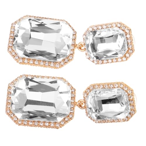 SHOWERORO Geometrische Glaskristall Ohrringe Damen Retro Bling Ohrhänger aus Langlebiger Legierung Statement Ohrringe für Party und Alltag Weiß Eleganter Damenschmuck von SHOWERORO