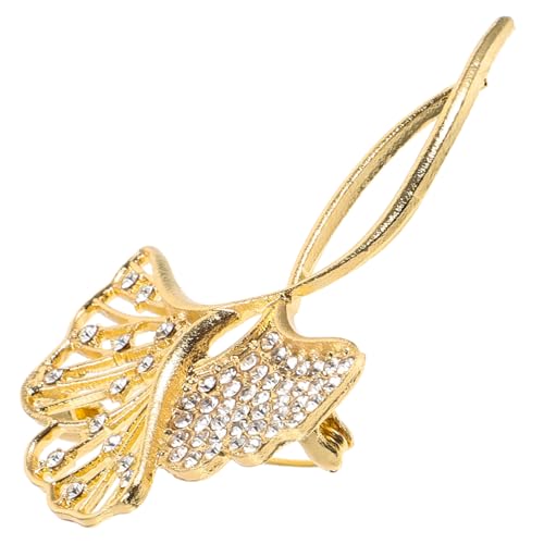 SHOWERORO Ginkgo Brosche Strass Geschmückt Edle Anstecknadel Design Vielseitiges Accessoire für Damen Anzug Hochzeit Business Festlich von SHOWERORO