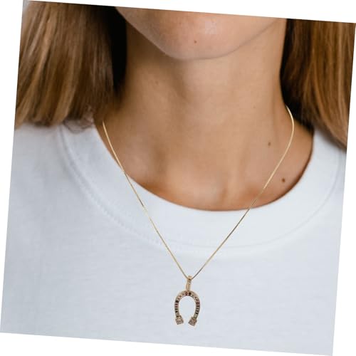 SHOWERORO Goldfarbene Pferdehufe halskette mit Zirkonia anhänger Modische Schmuckkette für Damen und Herren Leichter Kreativer Halsschmuck für Partys und Alltag von SHOWERORO