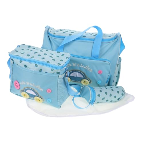 SHOWERORO Wickeltasche Mit Wickelunterlage Große Kapazität Wasserdichtes Mit PVC-Futter Kleiner Tasche Und Flaschenhalter Himmelblau von SHOWERORO