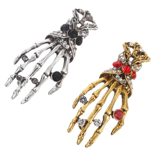 SHOWERORO Halloween Skelett Hand Brosche Gruselige Schmuck Anstecknadeln Funkelnde Palmendesigns Tragbar und Einfach zu Verwenden Dekoration für Halloween Partys und Kostüme von SHOWERORO