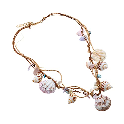 SHOWERORO Handgefertigte Hawaiianische Muschelkette mit Natürlichem Muschel Anhänger Kurze Boho Schlüsselbein Halskette für Damen Langlebiger Strandschmuck für Sommer und Freizeit von SHOWERORO
