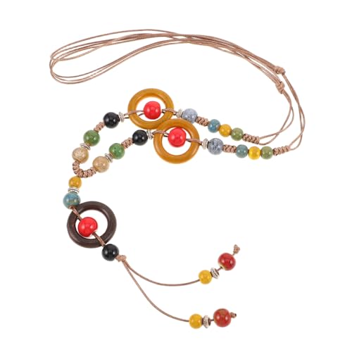 SHOWERORO Handgefertigte Lange Kette mit Quasten und Buntperlen für Frauen Retro Hippie Schmuck für Sommermode und Pullover Outfits von SHOWERORO