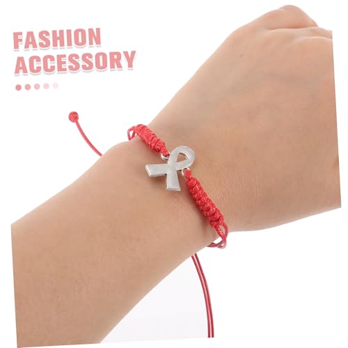 SHOWERORO Handgefertigtes Rotes Awareness Armband aus Seidenband Medizinisches Id Armband für Frauen Handgewebtes Brustgesundheits Leichtes Weiches Gesundheitsbewusstseins Schmuckstück von SHOWERORO