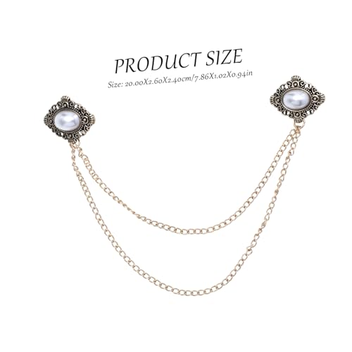 SHOWERORO Herren Broschen Clip Vintage Anstecknadel mit Kette Vielseitiger Anzug Kragen Schmuck Hochwertiger Dekorativer Blusenbroschen Clip für Besondere Anlässe Zeitloses Mode Accessoire von SHOWERORO