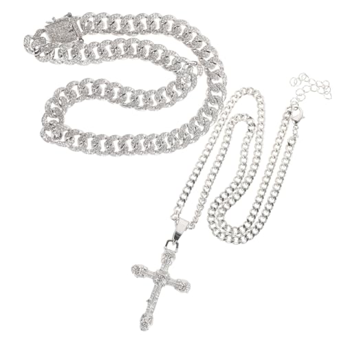 SHOWERORO Herren Kette Anhänger Layered Cross Necklace aus Robuste Mehrlagige Kette mit Stilvollem Kreuzanhänger Modisches Schmuckaccessoire für Alltag Party und Besondere Anlässe von SHOWERORO