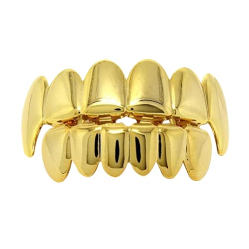 SHOWERORO Hip Hop Schmuck Goldene und Untere Set Glänzende Zähne Grills für Halloween Kostümparty Musik Konzert und Alltagsgebrauch von SHOWERORO