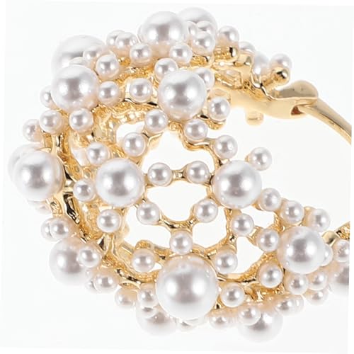 SHOWERORO Hohle Perlen Creolen Ohrstecker Französischer Stil Leicht Langlebig Modisch Elegantes Geometrisches Design Geeignet für Hochzeiten Besondere Anlässe und Täglichen Schmuck von SHOWERORO