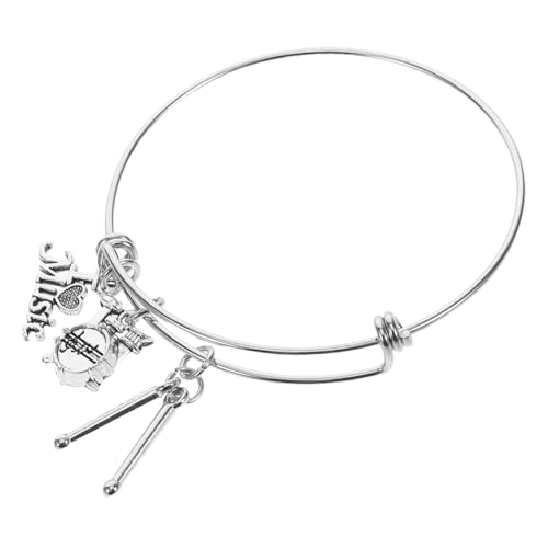 SHOWERORO I Love Music Handgelenkband für Musikliebhaber Robustes Trommelarmband mit Trommelstock Anhänger für Instrumenten Enthusiasten und Musiker Perfektes für Musikfreunde von SHOWERORO