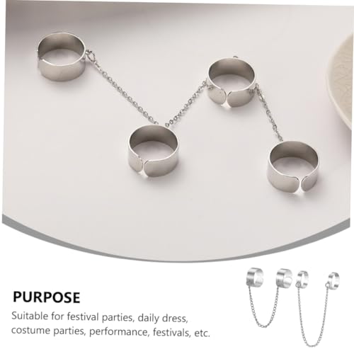 SHOWERORO Kettenring Set Damen Punk Stil Offene Einstellbare Glieder Fingerring Schmuck Set für Frauen und Modischer Gothic Look Eleganter Alloy von SHOWERORO