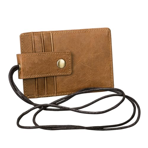 SHOWERORO Leder-Halter Mit Umhängeband Ausweishalter Seilhalter Zum Sichern Von Karten Und Dokumenten von SHOWERORO