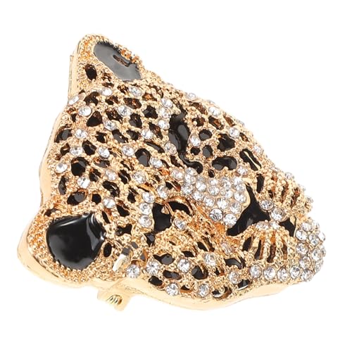 SHOWERORO Leopardkopf Brosche mit Funkelnden Strasssteinen Modischer Tierbroschen Anstecker aus Zinklegierung Einzigartiges Design für Cardigan Anzug und Kleidung Goldfarbener Lapel Pin von SHOWERORO