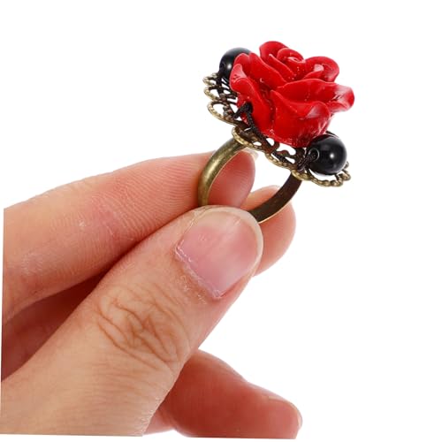 SHOWERORO Retro Stil Damen Finger Ring mit Einzigartiger Blumenform Modisches Schmuckstück für Party Alltag und Kostüm Attraktives Vintage Design Accessoire für Junge Frauen und Mädchen von SHOWERORO