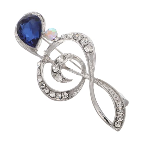 SHOWERORO Rhinestone Brosche für Frauen Musikalische Noten Anstecknadel Silber Blau Modisch Vielseitig für Kleid Jacke und Hemd mit Expositionsschutz Schmuckbrosche von SHOWERORO