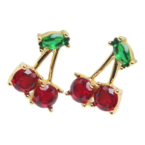 SHOWERORO Rote Ohrringe mit Zirkonia Frucht Ohrstecker für Frauen und Mädchen Auffälliger Statement Schmuck Leicht für Geburtstag Hochzeit Dating von SHOWERORO