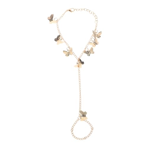 SHOWERORO Schmetterling Handkette mit Ring Verstellbares Armband für Damen Stilvolles Schmuckstück für Partys Hochzeiten und Alltag Goldene von SHOWERORO