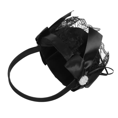 SHOWERORO Schwarzer Blumenmädchen Korb Hochzeit Kompakter Stoff-blumenkorb mit Griff Romantischer Tragbarer Blütenhalter für Westliche Boho Hochzeitsfeiern Elegant und Langlebig von SHOWERORO