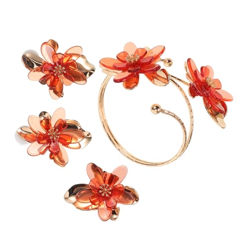SHOWERORO Teiliges Schmuckset Damen Blume Ohrstecker Armband Ring mit Design Tropfen Öl Finish Leicht und Farbintensiv für Alltag und Besondere Anlässe von SHOWERORO
