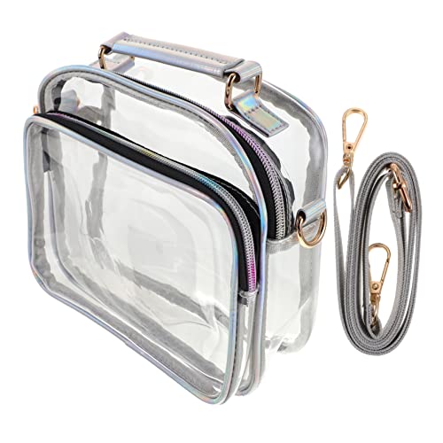 SHOWERORO Transparentes Crossbody Bag Für Frauen Stylischer PVC Schulterbeutel Für Konzerte Festivals Und Alltag Leichtgewichtige Umhängetasche Klar Metallic Praktisch Und Modisch Für von SHOWERORO