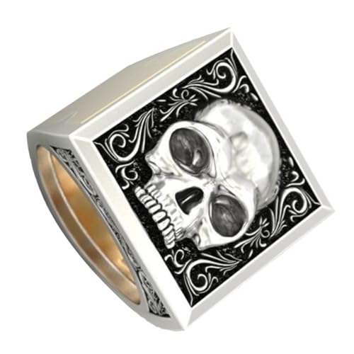 SHOWERORO Vintage Ring mit Geheimfach und Aufbewahrungsbox Geschnitzte Bandringe im Punk Stil Ästhetische Ringe für Damen und Herren Einzigartiges Design und Langlebige von SHOWERORO