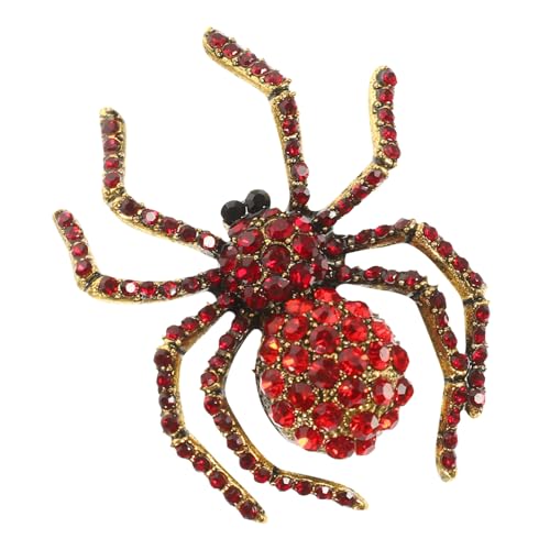 SHOWERORO Vintage Spinnenbrosche Anstecknadel mit Rotem Strassstein Ausgefallene Tierbrosche für Damen und Herren Halloween Schmuck für Kleidung und Revers Modischer Lapel Pin von SHOWERORO