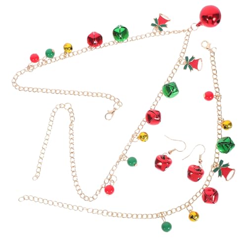SHOWERORO Weihnachtsschmuck Set Damen Hypoallergene Glocken Halskette Armband Ohrringe mit Farbkontrast Festliche Statement Schmuck für Weihnachtsfeier und Holiday Outfits von SHOWERORO