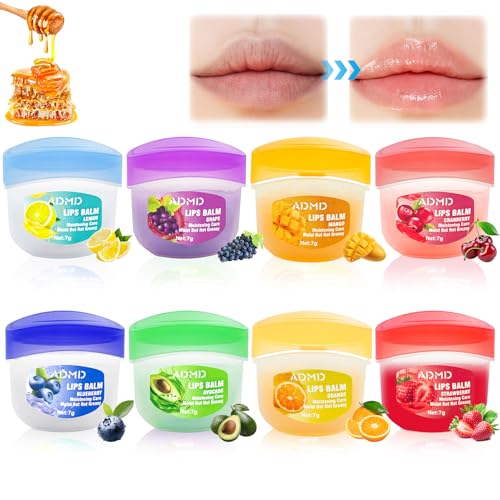 8 Stück Feuchtigkeitsspendend Lippenbalsam Set, Pflegender Lippenbalsam, Hydrating Lip Balm Set, Lip Sleeping Mask, für Feuchtigkeitsspendende und Lippenpflege von SHOWHEEL
