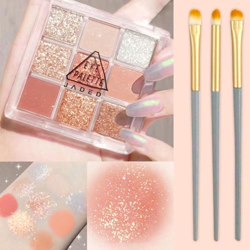 9 Farben Lidschatten Eyeshadow Palette Mit 3 Lidschattenpinsel Matte Glitter Eyeshadow Langlebiges Make Up Palette Wasserdichte Schminkpalette Lidschattenpalette Schminke Set Für Mädchen Und Frauen von SHOWHEEL