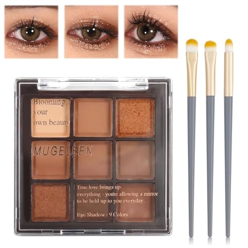 9 Farben Schokolade Lidschatten Eyeshadow Palette Mit 3 Lidschattenpinsel Matte Glitter Eyeshadow Make Up Palette Schminkpalette Lidschattenpalette Schminke Set Für Mädchen Und Frauen von SHOWHEEL