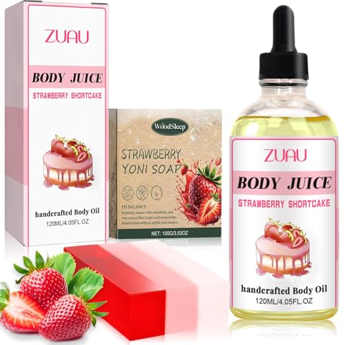 Body Juice Oil,Body Juice Oil Strawberry,Strawberry Shortcake Body Oil,Body Juice Oil Peach,Hand Crafted Body Oil für Frauen,Feminine Wash 120 ml. von SHOWHEEL