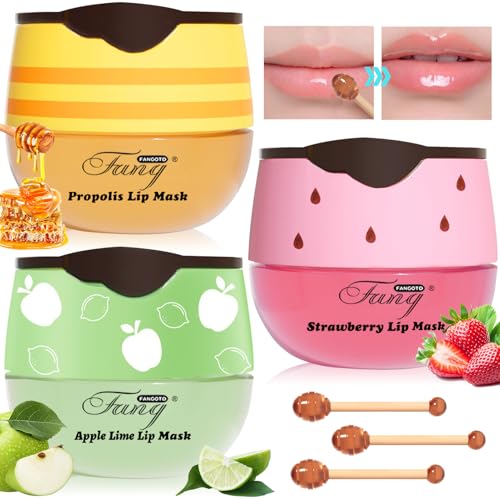 3 Stück Bee Balm Lippenbalsam, Honey Balm für Tag & Nacht Lippenpflege, Bee Natural Lippenpflege, Hydrating Lip Balm Set, Lip Sleeping Mask, Reduzierung von Lippenlinien, Feuchtigkeit von SHOWHEEL