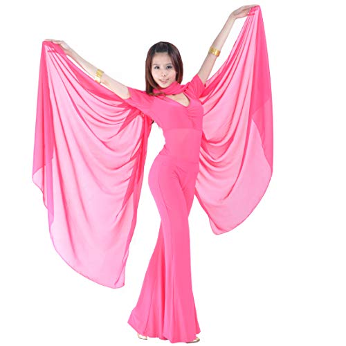 Leichter 100% Chiffon Handschal Bauchtanz Schal Werfen Chiffon Handtuch Bauchtanz Kostüm Outfit Schal, rose von SHOWYOU TRADING